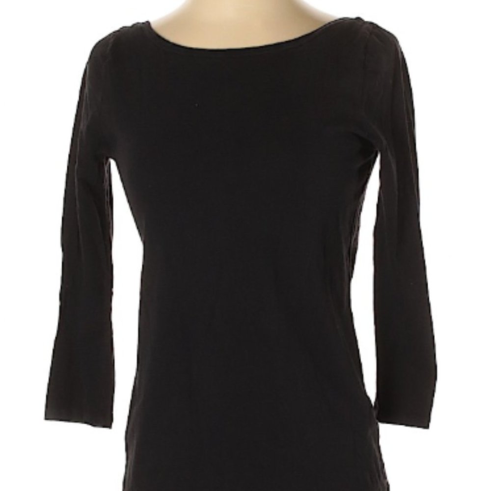 J. Crew Black 3/4 Sleeve Boat Neck Top. Size S.